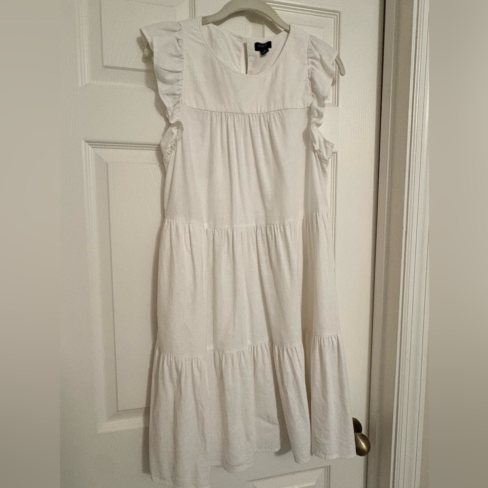 J. Crew Linen Blend Tiered Dress